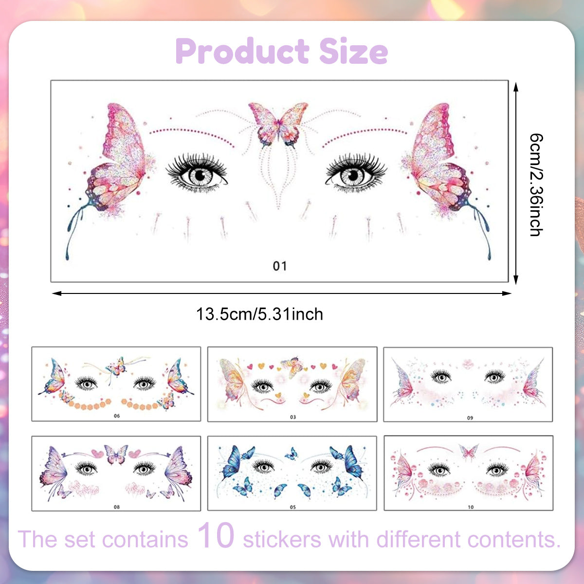 MAYCREATE 10 Sheets Butterfly Tattoo Sticker Colorful Glittering Butterfly Face Temporary Tattoos for Women Girls Waterproof Mehendi Tattoo Sticker for Eyes, Face, Hands, Body, Make Up MAYCREATE 10 Sheets Butterfly Tattoo Sticker Colorful Glittering Butterfly Face Temporary Tattoos for Women Girls Waterproof Mehendi Tattoo Sticker for Eyes, Face, Hands, Body, Make Up